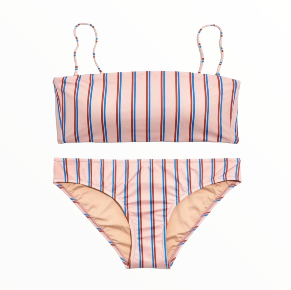 MADEWELL Stripe Bandeau Bikini Top Bottom Swimsuit
